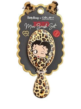 Betty Boop Kids Leopard Mini Hair Brush - Yellow/Black